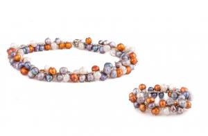 Seturi Bijuterii - Colier si Bratara Perle Naturale Borealy Colorful