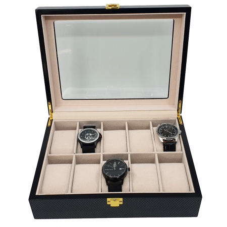 Cutii Ceasuri - Cutie 10 ceasuri Black Carbon by Borealy