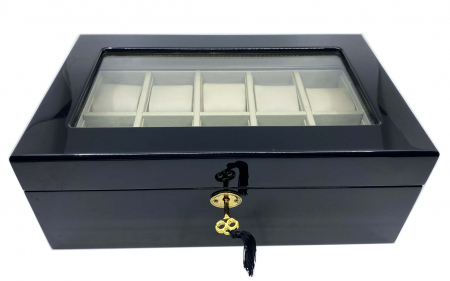 Cutie 10 Ceasuri si Butoni Luxury Black Wood [1]