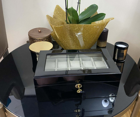 Cutie 10 Ceasuri si Butoni Luxury Black Wood [2]