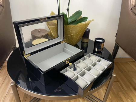 Cutie 10 Ceasuri si Butoni Luxury Black Wood [5]