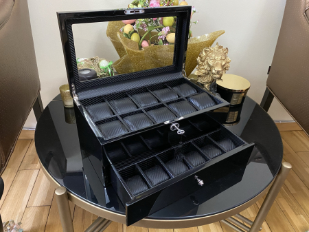 Cutie 16 Ceasuri si Butoni Lux Black Wood [2]