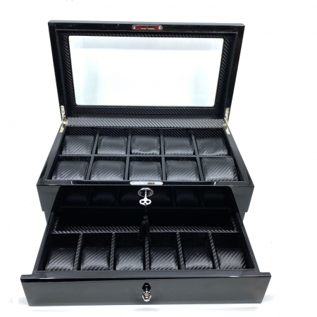 Cutie 16 Ceasuri si Butoni Lux Black Wood [5]