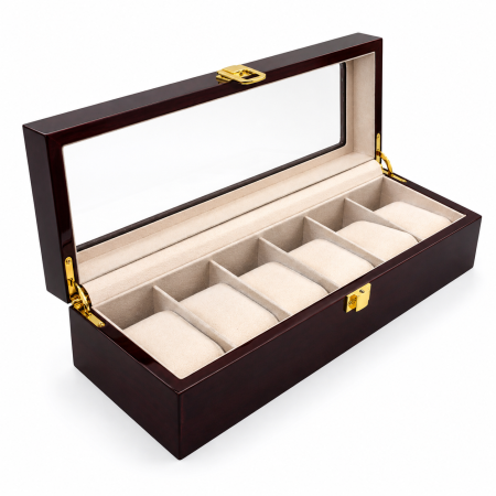Cutie pentru 6 ceasuri  Elegant Brown – cadou elegant pentru bărbați [1]