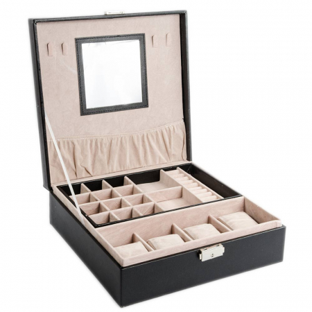 Cutii Bijuterii - Cutie 4 Ceasuri si Bijuterii Elegant Black