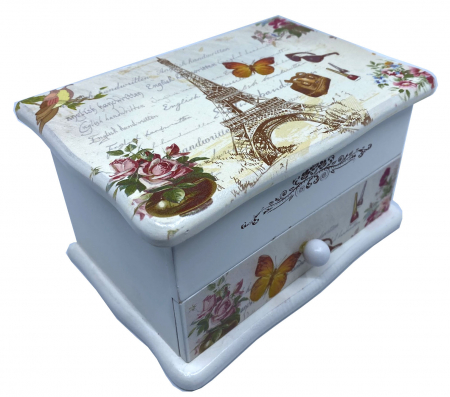 Cutie Bijuterii din Lemn cu 2 Compartimente - Turnul Eiffel [1]