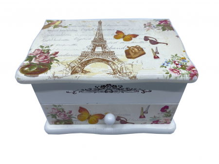 Cutie Bijuterii din Lemn cu 2 Compartimente - Turnul Eiffel [0]