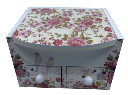 Cutie Bijuterii din Lemn cu 3 Compartimente - Flowers [0]
