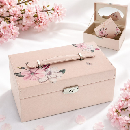 Cutii Bijuterii - Cutie de Bijuterii cu Oglindă și Design Floral Flowers
