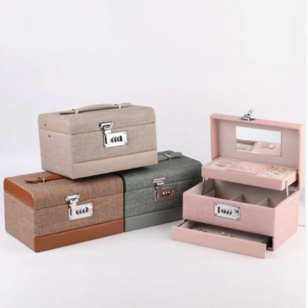 Cadouri de 14 Februarie - Cutie de Bijuterii cu Cifru – Design Elegant și Compartimentare Dublă