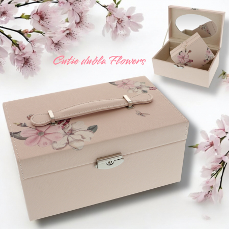 Cutii Bijuterii - Cutie de Bijuterii cu Oglindă și Design Floral Flowers