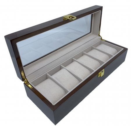 Cutie 6 Ceasuri din Lemn Elegant Brown [1]