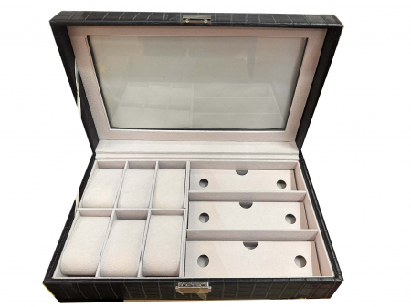 Cutie ceasuri si ochelari Wild Black Croco Leather [2]