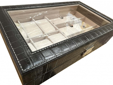 Cutie ceasuri si ochelari Wild Black Croco Leather [1]