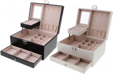 Cadouri Sfantul Nicolae - Cutie de bijuterii din piele Elegant Style & Cadou Cercei One Diamonds