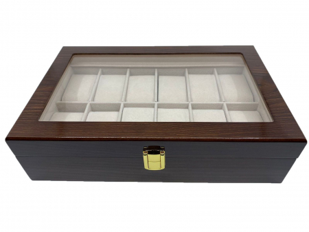 Cadouri de 14 Februarie - Cutie depozitare 12 ceasuri din lemn Classic Brown