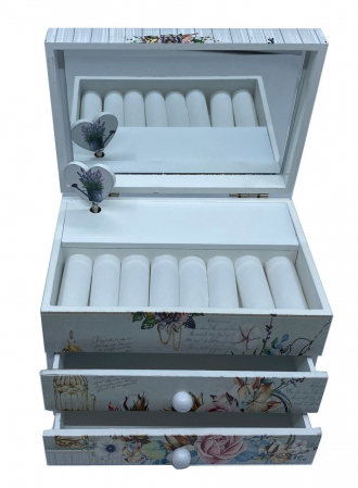 Cutie muzicala din lemn pentru bijuterii Shabby Chic [2]