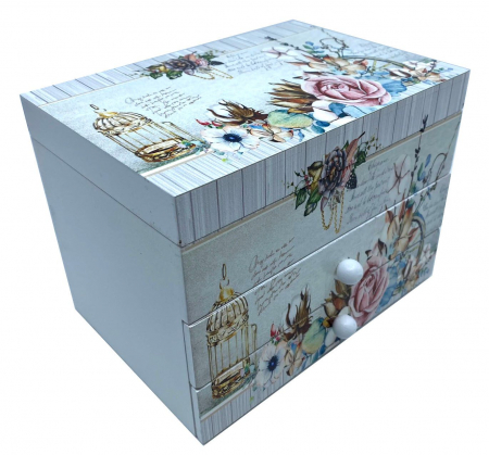 Cutie muzicala din lemn pentru bijuterii Shabby Chic [1]