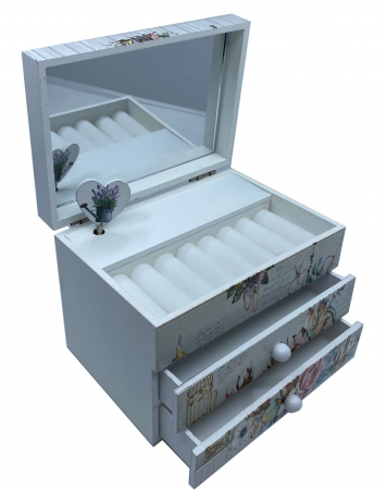 Cutie muzicala din lemn pentru bijuterii Shabby Chic [5]