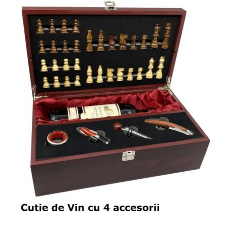 Cadouri Barbati - Cutie Vin cu Accesorii si Sah (fara sticla de vin)