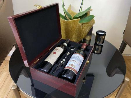 Cutie Vin Dubla din Lemn cu 3 Accesorii + Vin Bordeaux + Vin Chianti [7]