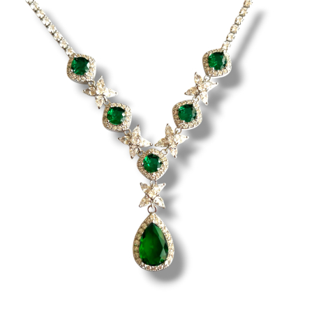 Colier Elegant Verde Smarald cu Cristale [3]