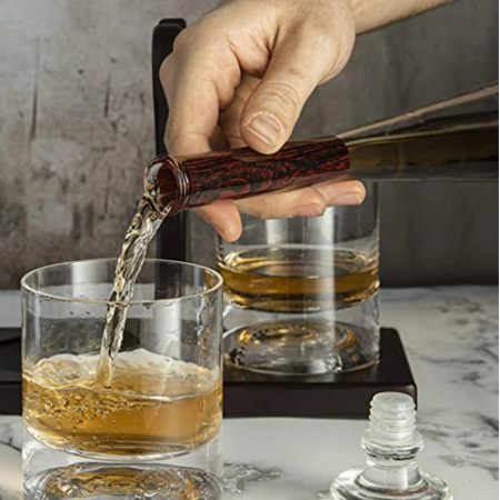 Decantor Bata de Baseball + 4 Pahare & Suport Lemn [3]
