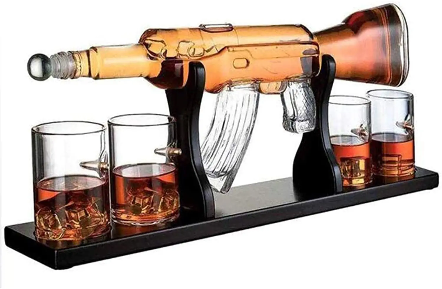 Cadouri Bărbați – Idei Premium pentru Soț, Tată, Iubit sau Șef | Borealy - Decantor Pusca cu Patru Pahare cu Glont & Suport Lemn Kitchen. TOP 10 Cadouri Barbati