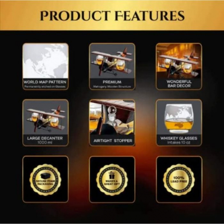 Decantor Avion cu 2 pahare, 45 x 53 cm [3]