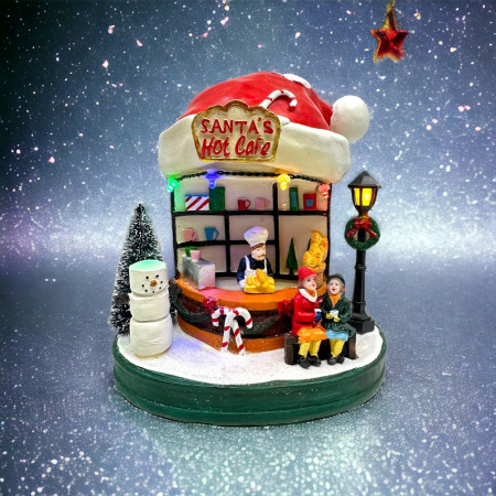 Cadouri de Craciun pentru Barbati - Decoratiune Christams Santa's Hot Cafe cu muzica si lumini