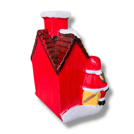 Decorațiune de Crăciun din Ceramică – Căsuță Roșie cu Moș Crăciun Om de zapada și Brad Împodobit [4]