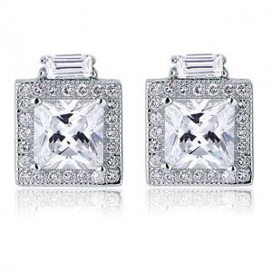 Cercei Borealy Argint 925 Diamonds Halo Square [0]