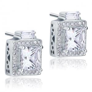 Cercei Borealy Argint 925 Diamonds Halo Square [2]