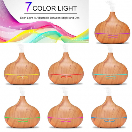 Difuzor Umidificator Big Aromaterapie cu Ultrasunete, Telecomanda si Lumina LED 7 culori  - 500 ml [8]