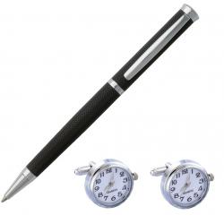 Elegant Premium Gift Set Pix Hugo Boss si Butoni cu Ceas Functional White Quartz [0]