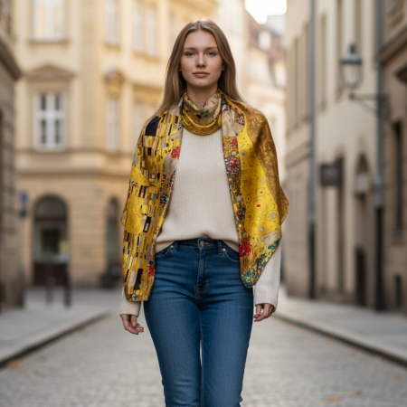 Cadouri Valentine's Day - Esarfa Matase Kiss - Gustav Klimt