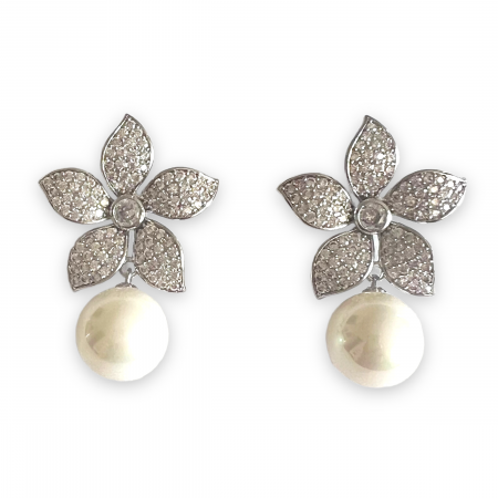 Flower Cercei Pearl Simulated Diamonds [2]