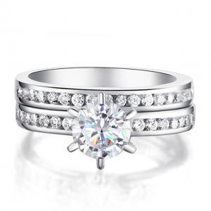 Set Inel şi Verighetă Borealy Argint 925 Solitaire Princess Marimea 8 [5]