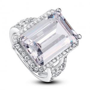 Inel Borealy Argint 925 Simulated Diamond 8.5 Carat Emerald Cut Anniversary Marimea 8 [2]