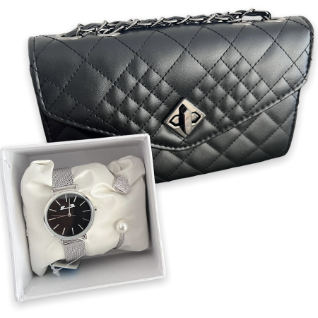 Geanta Black Elegance & Esarfa Matase & Set ceas si bratara Mateo Ferari [2]