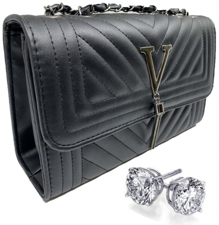 Cadou Valentine's Day Geanta Black Glam si Cercei Diamond One [0]