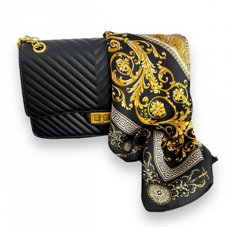Geanta Black & Gold Elegance si Esarfa Matase Borealy [0]