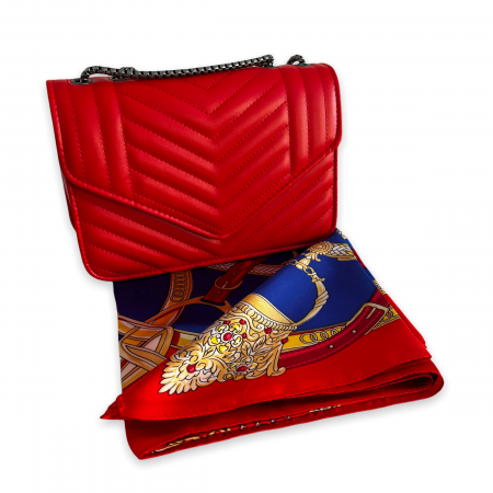 Geanta Red Glamour & Esarfa Matase [1]