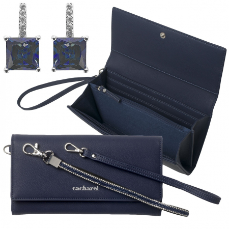 Geantă Poseta Cacharel Iris Bleumarine & Cercei Blue Fine by Borealy [0]