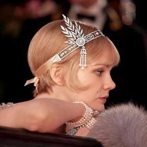 Tiara Borealy Pearls Silk Great Gatsby Luxury Headband [3]