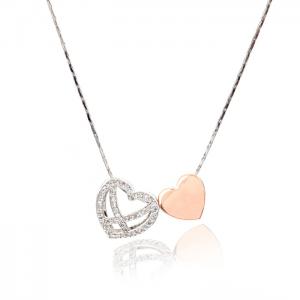 Diamond Heart White & Pink Set Medalion s Cercei y Borealy [5]