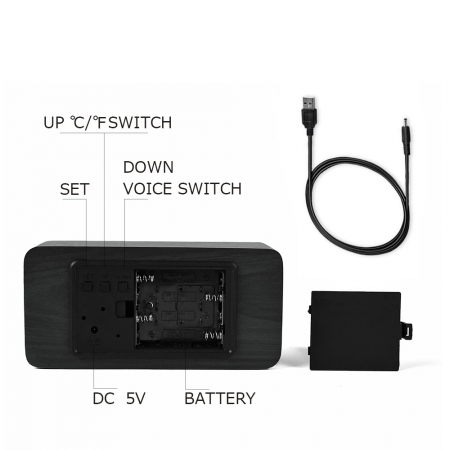 Ceas lemn triunghi personalizabil Borealy birou cu afisaj LED [3]