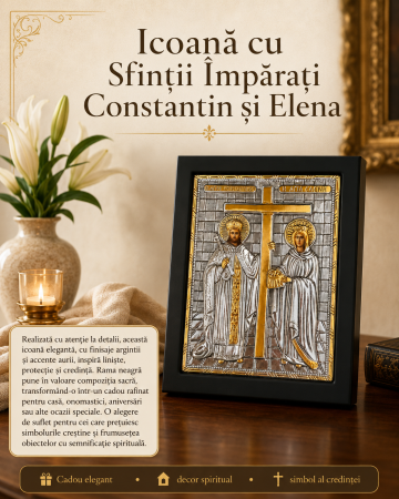 Icoană Argintata Sfinții Împărați Constantin și Elena [2]