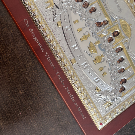 Icoana Cina cea de Taină placata Aur si Argint 925 Ortodoxa 32 cm x 24 cm - Meteora -  Made in Grecia [9]