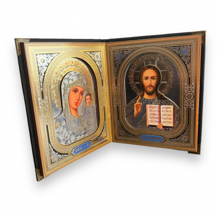Icoana Dubla Carte 3D Fecioara Maria Ielusalem si Iisus Hristos 19 X 16 cm [4]